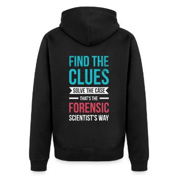 Finde Die Hinweise, Löse Den Fall, Ermittler - Unisex Premium Bio Zip Hoodie - Schwarz - Hinten - Nico (187cm)
