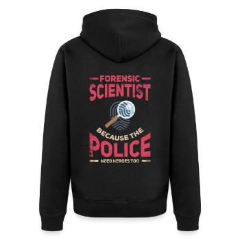 Forensiker Die Polizei Braucht Helden, - Unisex Premium Bio Zip Hoodie - Schwarz - Hinten - Nico (187cm)