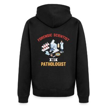 Forensiker, Kein Pathologe, Ermittler - Unisex Premium Bio Zip Hoodie - Schwarz - Hinten - Nico (187cm)