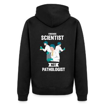Forensiker Statt Pathologe, Ermittler - Unisex Premium Bio Zip Hoodie - Schwarz - Hinten - Nico (187cm)