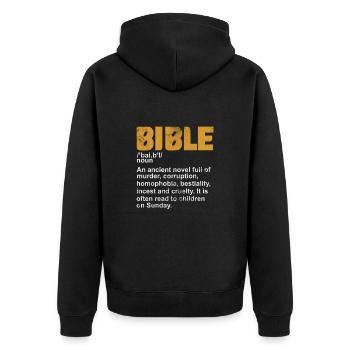 Bible - Unisex Premium Organic Zip Hoodie - black - Back - Nico (187cm)