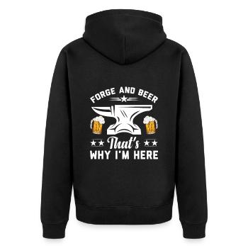 Forge et bière C’est pourquoi je suis ici Fer forgeron - Veste à capuche bio Premium Unisexe - noir - Dos - Nico (187cm)