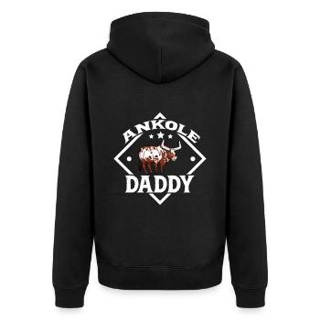 Ankole Daddy - Ankole Rind - Unisex Premium Bio Zip Hoodie - Schwarz - Hinten - Nico (187cm)