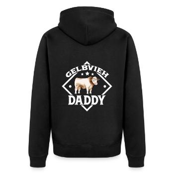 Gelbvieh Daddy - Gelbvieh Rind - Unisex Premium Bio Zip Hoodie - Schwarz - Hinten - Nico (187cm)