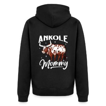 Ankole Mommy - Ankole Rind - Unisex Premium Bio Zip Hoodie - Schwarz - Hinten - Nico (187cm)