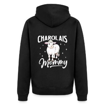 Maman Charolaise - Bœuf charolais - Veste à capuche bio Premium Unisexe - noir - Dos - Nico (187cm)