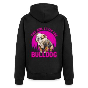 Cette fille aime son bouledogue - Veste à capuche bio Premium Unisexe - noir - Dos - Nico (187cm)