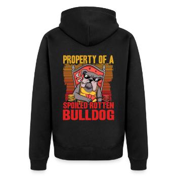 Property of a Spoiled rotten Bulldog - Unisex Premium Organic Zip Hoodie - black - Back - Nico (187cm)