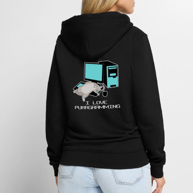 Programmeur Admin Computer Cat Veste à capuche bio Premium Unisexe