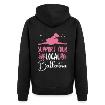Ballet Dancer Dance Girl Ballerina - Unisex Premium Bio Zip Hoodie - Schwarz - Hinten - Nico (187cm)