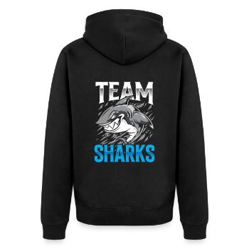 Team Sharks Shark Diving Shark Shark Shark Tooth - Unisex Premium Organic Zip Hoodie - black - Back - Nico (187cm)