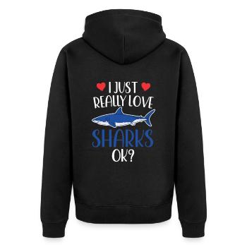 J’aime les requins vraiment ok requin à dents de requin - Veste à capuche bio Premium Unisexe - noir - Dos - Nico (187cm)