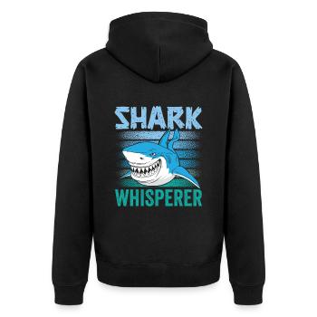 Shark Whisperer Shark Whisperer Shark Shark Shark Tooth - Unisex Premium Organic Zip Hoodie - black - Back - Nico (187cm)