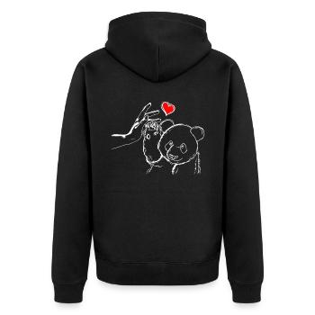 Panda Liebe Panda High Five - Unisex Premium Bio Zip Hoodie - Schwarz - Hinten - Nico (187cm)