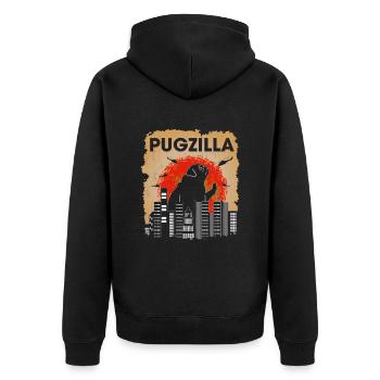 Pugzilla Cute Dog Pug - Unisex Premium Bio Zip Hoodie - Schwarz - Hinten - Nico (187cm)