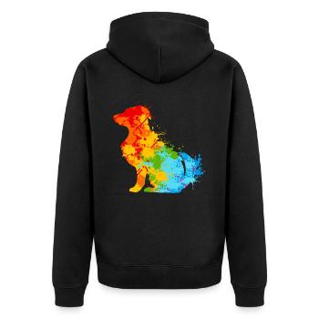 Hund Splash Art Hunde Tierliebhaber - Unisex Premium Bio Zip Hoodie - Schwarz - Hinten - Nico (187cm)
