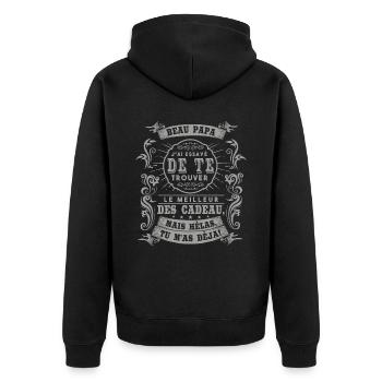Beau Papa Cadeau Humour Hommes - Veste à capuche bio Premium Unisexe - noir - Dos - Nico (187cm)