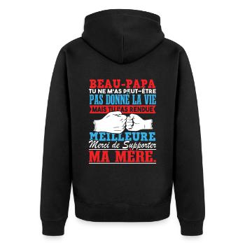 Beau Papa Fête Des Pères Beau Père - Veste à capuche bio Premium Unisexe - noir - Dos - Nico (187cm)