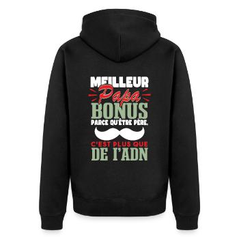 Idée Cadeau Meilleur Papa Bonus - Veste à capuche bio Premium Unisexe - noir - Dos - Nico (187cm)