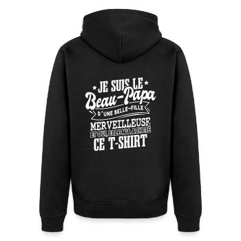 Je Suis Le Beau Papa Fête Des Pères - Veste à capuche bio Premium Unisexe - noir - Dos - Nico (187cm)