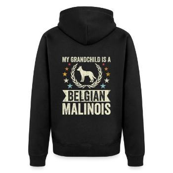 Mein Enkel Ist Ein Belgischer Malinois - Unisex Premium Bio Zip Hoodie - Schwarz - Hinten - Nico (187cm)