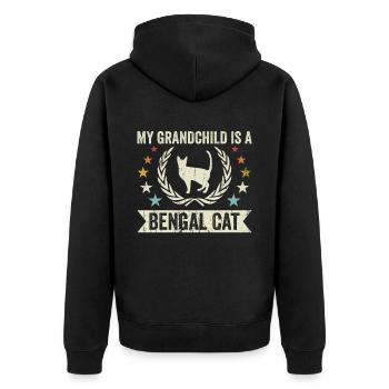 Mein Enkelkind Ist Eine Bengalkatze - Unisex Premium Bio Zip Hoodie - Schwarz - Hinten - Nico (187cm)
