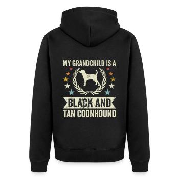 Mein Enkelkind Ist Ein Schwarzer Taner Coonhound - Unisex Premium Bio Zip Hoodie - Schwarz - Hinten - Nico (187cm)