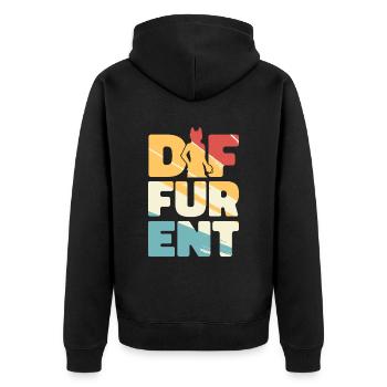 Furry Fandom Fursuits Lustig Diffurent - Unisex Premium Bio Zip Hoodie - Schwarz - Hinten - Nico (187cm)