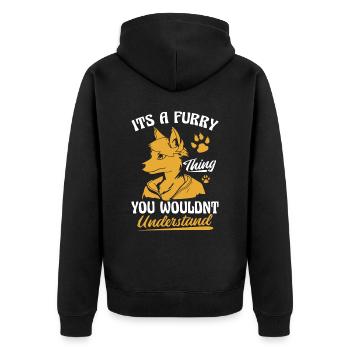 Furry Fandom Fursuits Funny - Unisex Premium Organic Zip Hoodie - black - Back - Nico (187cm)