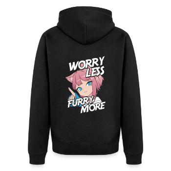 Furry Fandom Fursuits Mehr - Unisex Premium Bio Zip Hoodie - Schwarz - Hinten - Nico (187cm)