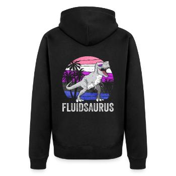 Genre Fluid Pride Flag Dinosaure Trex LGB - Veste à capuche bio Premium Unisexe - noir - Dos - Nico (187cm)