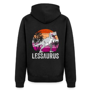 Lesbian Pride Flag Dinosaur Trex LGBTQ - Unisex Premium Organic Zip Hoodie - black - Back - Nico (187cm)