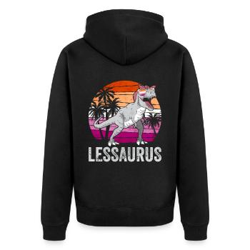 Lesbian Pride Flag Dinosaur Trex LGBTQ - Unisex Premium Organic Zip Hoodie - black - Back - Nico (187cm)