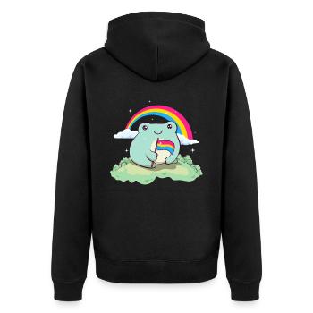 Pansexual Pride Pan Flag Mignon Grenouille Subtil - Veste à capuche bio Premium Unisexe - noir - Dos - Nico (187cm)