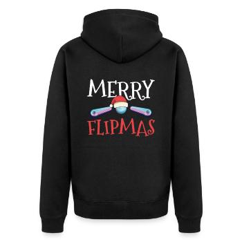 Klassisches Flipper-weihnachtsdesign Für - Unisex Premium Organic Zip Hoodie - black - Back - Nico (187cm)