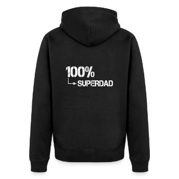 100 Prozent Superdad - Unisex Premium Bio Zip Hoodie - Schwarz - Hinten - Nico (187cm)