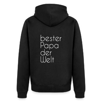 bester Papa der Welt - Unisex Premium Bio Zip Hoodie - Schwarz - Hinten - Nico (187cm)