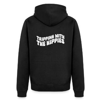 Tripping With The Hippies - Hippie-Kostüm - Unisex Premium Bio Zip Hoodie - Schwarz - Hinten - Nico (187cm)