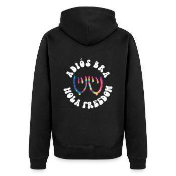 Adiós BH - Hola Freedom - Hippie Kostüm Tie Dye - Unisex Premium Bio Zip Hoodie - Schwarz - Hinten - Nico (187cm)