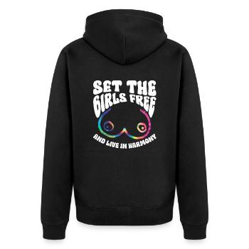 Hippie Costume Tie Dye No Bra - Unisex Premium Organic Zip Hoodie - black - Back - Nico (187cm)