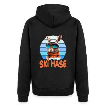 Skihase Skifahren Skifahrn Skihaserl - Unisex Premium Bio Zip Hoodie - Schwarz - Hinten - Nico (187cm)
