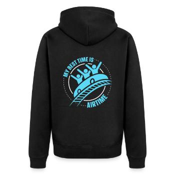 My Best Time Is Airtime Roller Coaster - Unisex Premium Organic Zip Hoodie - black - Back - Nico (187cm)