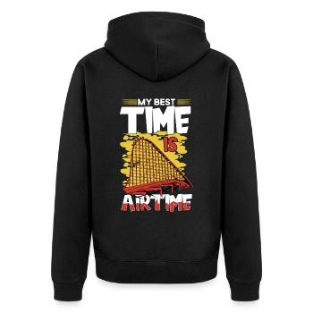 My Best Time Is Airtime Roller Coaster - Unisex Premium Organic Zip Hoodie - black - Back - Nico (187cm)