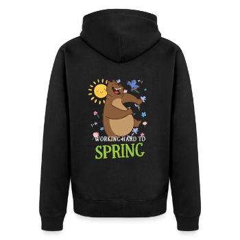 Travailler dur pour détester l’allergie printanière Spruch - Veste à capuche bio Premium Unisexe - noir - Dos - Nico (187cm)
