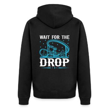Wait For The Drop Roller Coaster - Unisex Premium Organic Zip Hoodie - black - Back - Nico (187cm)