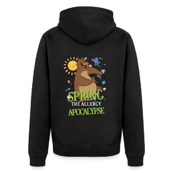 Printemps L’apocalypse de l’allergie drôle de dicton - Veste à capuche bio Premium Unisexe - noir - Dos - Nico (187cm)