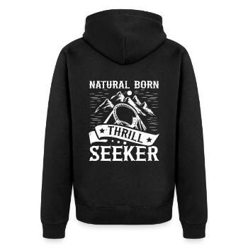 Natural Born Thrill Seeker Roller Coaster - Unisex Premium Bio Zip Hoodie - Schwarz - Hinten - Nico (187cm)