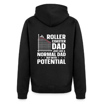 Roller Coaster Dad Just like A Normal Dad But With - Unisex Premium Organic Zip Hoodie - black - Back - Nico (187cm)
