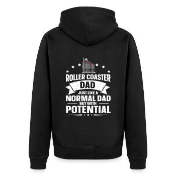 Roller Coaster Dad Just like A Normal Dad But With - Unisex Premium Organic Zip Hoodie - black - Back - Nico (187cm)