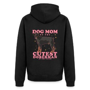 Doberman Mom | Dog Mom Dog Owner Gift - Unisex Premium Organic Zip Hoodie - black - Back - Nico (187cm)